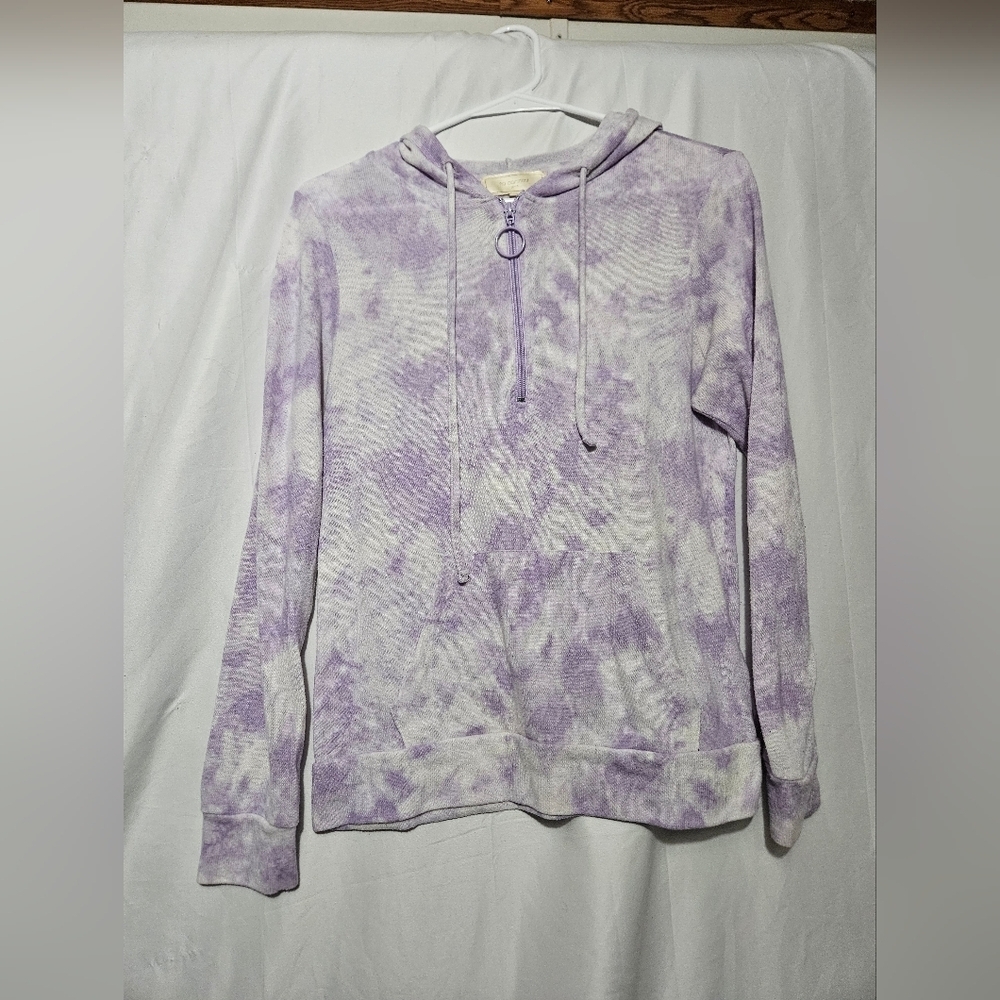 No Comment Purple Tye Die Quarter Zip Lightweight Hoodie!